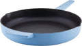 KitchenAid Enameled Cast Iron Frying Pan/Skillet with Helper Handle and Pour Spouts, 12 Inch, Blue Velvet
