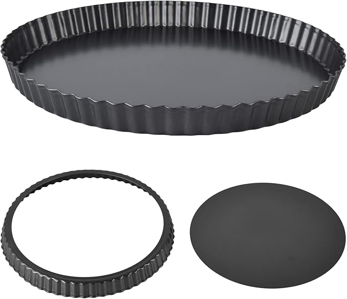Tart Pan with Removable Bottom, Non Stick Quiche Baking Dish, Large Fluted Quiche Pan for Baking, 13 Inch