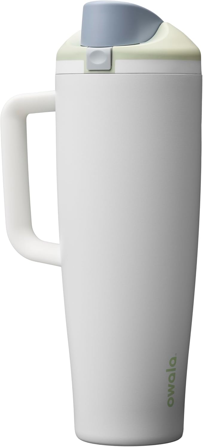 Owala FreeSip Tumbler Insulated Stainless Steel Water Bottle with Built-in Straw and Side Handle, For Travel, Work, School, and Sports, 40oz, BPA Free, Leak Proof, Iced Breeze