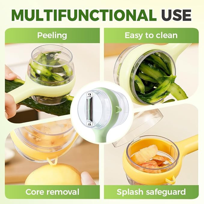 3 in 1 Peeler with Container, 2025 New Stainless Steel Peelers with Container with Handle Fruit Knife, Multifunctional Vegetable Peelers for Home Kitchen (Green)