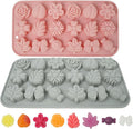 2 Pcs Flower Candy Silicone Molds, Different Shapes Of Chocolate Molds, Suitable for Making Candy, Chocolate, Fudge, Pudding, Cookies, Ice Cubes(Gray,Pink)