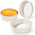 Vinino 8 Inch Silicone Round Cake Pan with Metal Reinforced Frame Set of 3, Nonstick Silicone Springform Pan for Baking Suitable for Making Layers, Cheese & Chocolate Cakes
