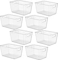 8 Pack Clear Plastic Storage Bins, 11" Large Pantry Organizer Bins with Handles, Plastic Containers for Refrigerator,BPA-Free Perfect for Kitchen,Fridge,Cabinet,Pantry,Bathroom,Closet Organization