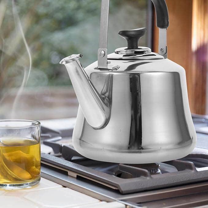 Luxshiny Whistling Tea Kettle: Stainless Steel Boil Water Kettle with Filter for Home and Office Use - 1.5L (Silver)