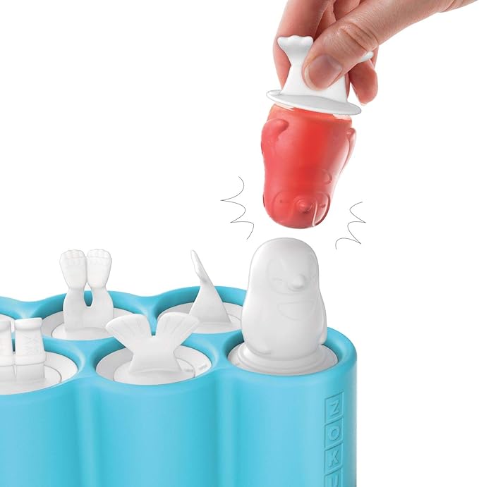 Zoku Polar Pop Molds, 5 Different Explorer Friends and Polar Explorer-Shaped Popsicle Molds in One Tray, Easy-Release, BPA-Free