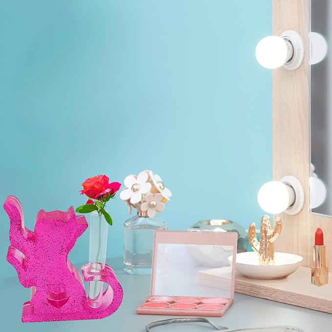 SourceTon Silicone Resin Mold Set for Flower Vases – Includes 2 Cat-Shaped Test Tube Vase Molds and 8 Test Tubes, Epoxy Resin Molds for DIY Floral Decor and Home Crafts