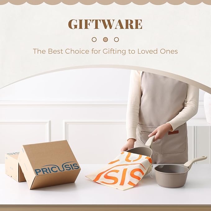 PRICUSIS Nonstick Saucepan Set with Lids, 2QT and 2.7QT Sauce Pan Set, Non Toxic Sauce Pots with Pour Spouts for Multipurpose Use, PFOA Free, Induction Compatible Apricot