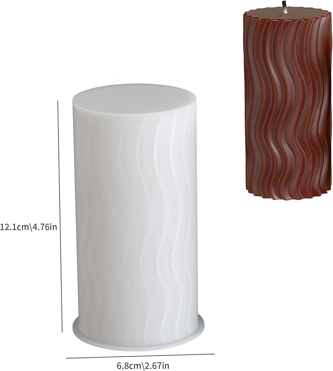 2 Pack Stripe Cylinder Pillar Spiral Candle Resin Mold - Resin Casting Silicone Molds for Home Decor & Candle Making Wave Spiral Mold