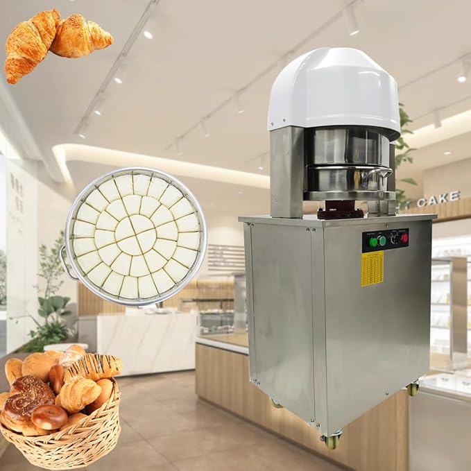 Electric Automatic Dough Divider 20pcs, Commercial Dividing Cutting Machine, Stainless Steel Cutter for Bakery, Pizzeria, 110V