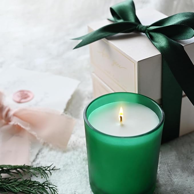 8 OZ Thick Candle Jars for Making Candles 15 Pcs, Empty Jars with Wood Lids for Candle Making, Sample Container, Frosted Green
