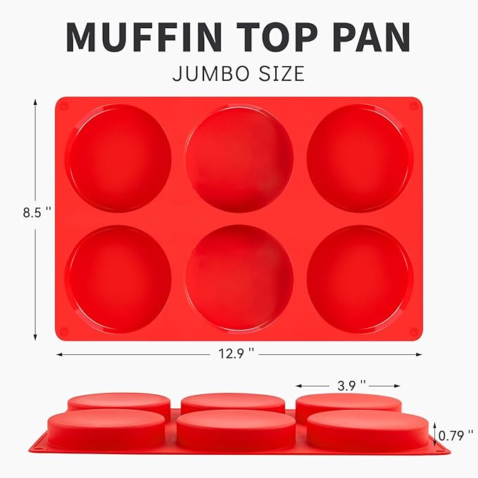 4 Inch Silicone Egg Molds for Breakfast Sandwiches, 2 Pack Jumbo Muffin Top Pans Non-Stick Round Silicone Molds for Baking Egg Bites, Hamburger Buns, Patties, English Muffins