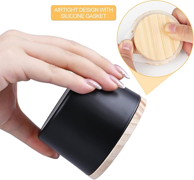Thick Candle Jars for Making Candles 16 Pcs, 4 OZ Empty Jars with Wood Lids for Candle Making, Sample Container - Dishwasher Safe,Matte Black