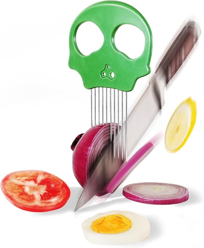 Stainless Steel Onion Cutter – Multi-Function Vegetable Cutter & Herb Stripper for Avocados, Eggs, Tomatoes, Potatoes (Green)