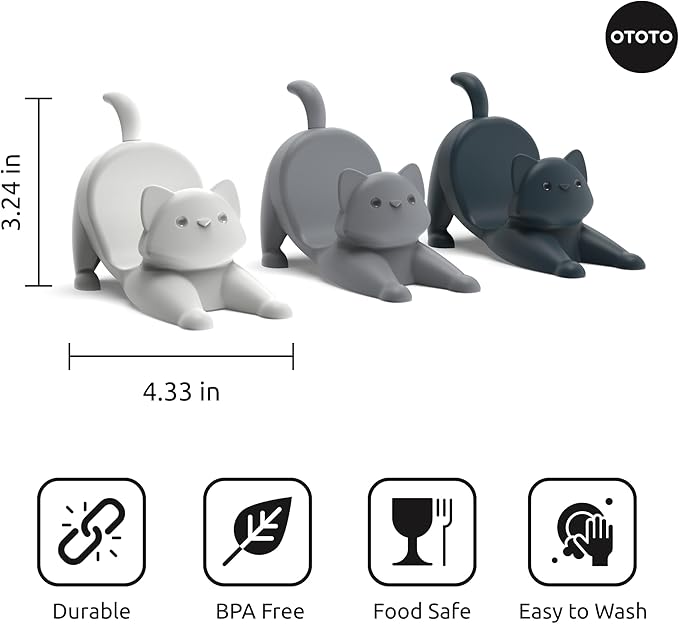 NEW - OTOTO Catos Taco Holder Set of 3 - Taco Shell Holder, Taco Stand, Taco Tray, Cute Kitchen Accessories, Weird Gifts, Cooking Gifts, Funny Gifts, Taco Stands for 3 Tacos, Fun Kitchen Gadgets