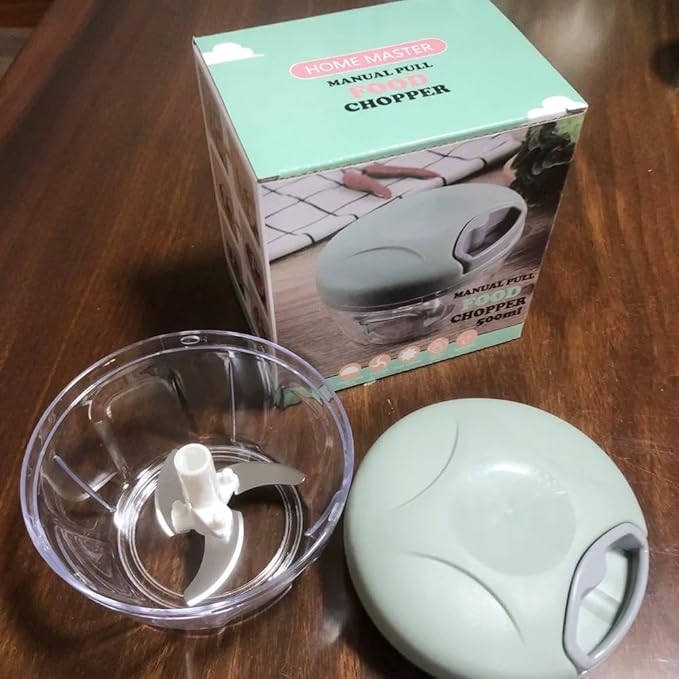Food Chopper,Garlic Chopper with Container,Vegetable Kitchen Cutter,Pull String Hand Manual Food Processor Sharp Blades Mincer Shredder for Cutting Onions Chili Ginger Seasoning (Pink, 900ml)