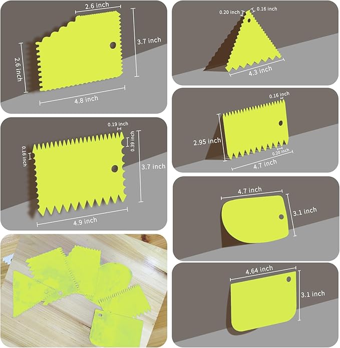 Cake Scraper, Cake Smoother Scraper Set, Dough Scraper Icing Scraper Polisher Tool, Cake Decorating Comb, Icing Smoother Plastic Sawtooth Cake Icing Kitchen Baking Cake Edge (Green)