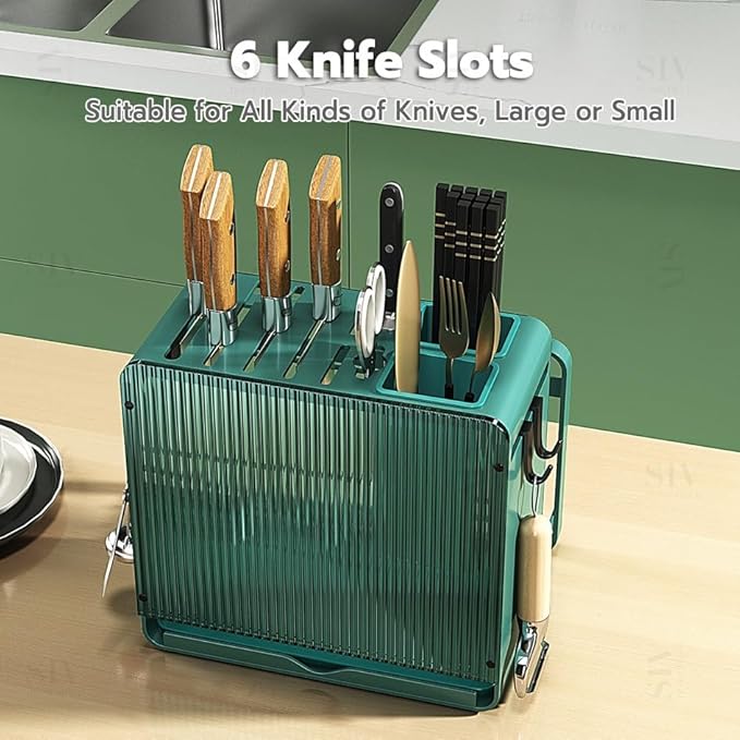 Knife Holder Organizer Stainless Steel Rack This multifunctional kitchen storage rack with Utensil (white) version:No cutting board rack