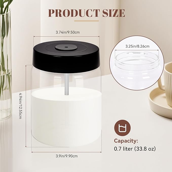 Glass Milk Container for Miele, Compatible with Coffee Machines for Miele 11574240, CM 7750 6360 5300 5310 5510 6160 6350, Prime 316 stainless steel,Incompatible for Built-in Coffee Makers