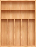 Bamboo Utensil Drawer Organizer, Silverware Tray Organizer, Kitchen Drawer Organizer for Flatware Cutlery, Silverware Tray for Drawer (brown, Large 16.5x12.3 Inch)