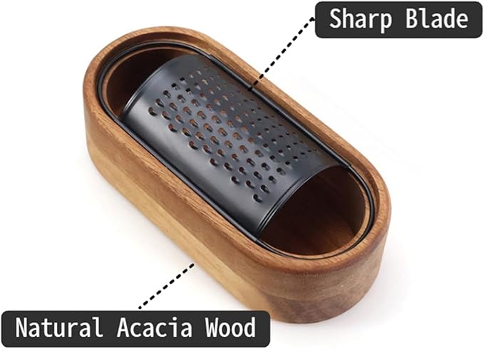 Box Cheese Grater With Container Stainless Steel Parmesan Cheese Grater With Wood Handle Shredder Zester Grater Box Kitchen Handheld Cheese Spoon Grater-Black Colour (Without Handle)