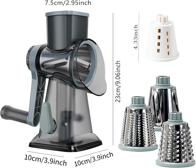 Cheese Grater,Rotary Cheese Grater with Handle, Multifunctional Rotary Cheese Shredder Effortlessly Grates Cheese, Vegetables, and Fruits (Blue)