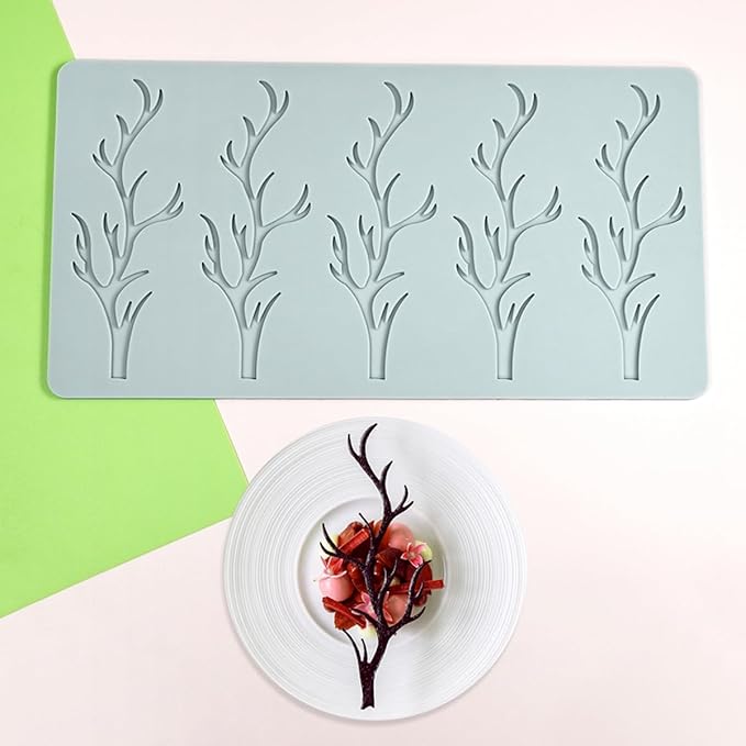 TUKE 3D Branch Silicone Tuile Fondant Molds for Baking, Polymer Clay, Sugar Craft - Hollow Candy Lace Design (9.52x4.92x0.12inch)