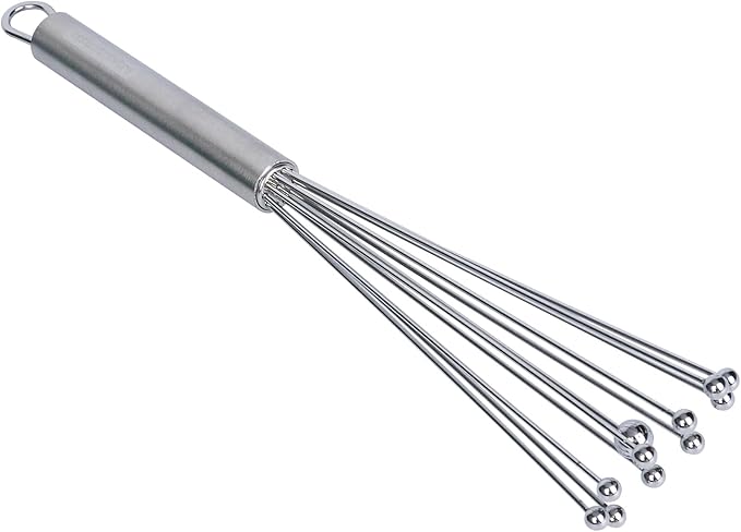 Restaurantware-German Standard 10.6 Inch Ball Whisks, 6 Dishwashable Kitchen Whisks - Ergonomic Handle, Durable, Stainless Steel Manual Egg Beater, Suitable For Whisking, Stirring, Mixing, Beating