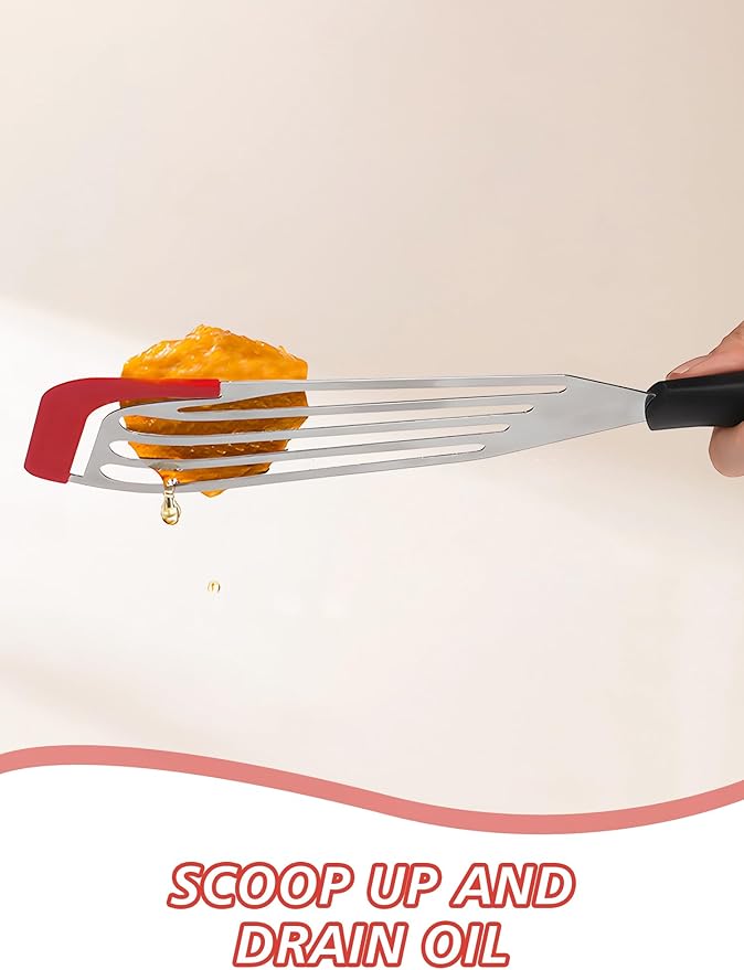 2Pack Fish Spatula Fish Turner for Fish Metal Spatula, Silicone Fish Turner, Fish Flipper - Ideal for Grilling and omelette making
