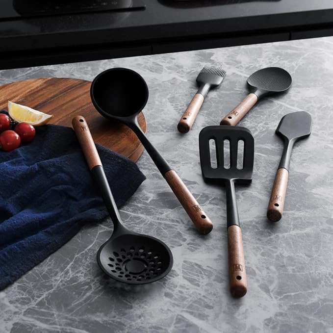 Silicone Slotted Large Spatula: Cooking Turner with Wooden Handle for Flipping and Lifting, Heat Resistant Cookware, BPA Free, Protects Surfaces with Gentle Head Design