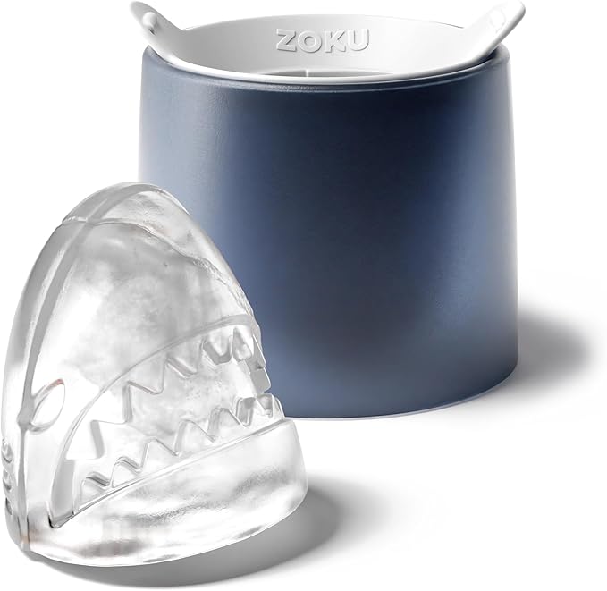 ZOKU Set of 2 Silicone Ice Molds, Shark - Large Shark Ice Cube Molds for Craft Cocktails, Keep Drinks Colder Longer with Less Dilution, Easy-Release, BPA-Free