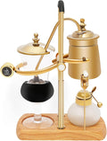 Siphon Coffee Maker, 400ml/13.53oz Manual Extract Coffee and Brew Tea Tool, Belgian/Belgium Retro Coffee Brewer with Alcohol Burner, Commercial/Domestic Balance Vacuum Coffee Pot, 9.3*4.7*14.96in Gold