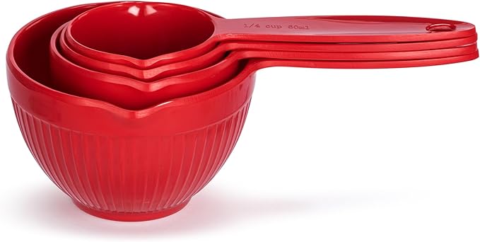 DEMDACO Nested Measuring Cups Baking and Cooking Essentials 4 Piece Set Melamine Red