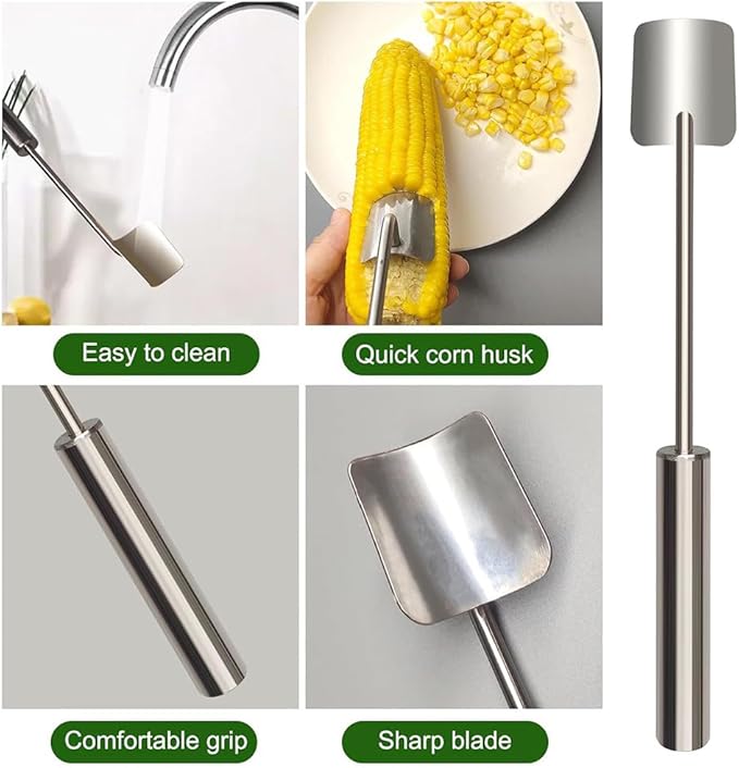 Corn Peeler for Corn on the Cob,Long Handle Stainless Steel Corn Cob Stripper Tool,Corn Kernel Remover Tool for Home Kitchen (Peeler)