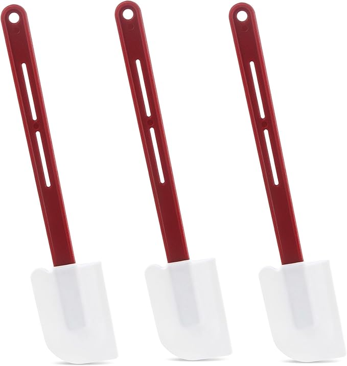 Silicone Rubber Spatula Pack of 3, 10-Inch Commercial Silicone Spatulas, Rubber Baking Spatula Set Resistant to High Heat, Nonstick & Dishwasher Safe