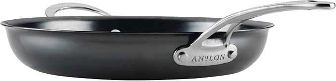 Anolon Everlast N2 Carbon Steel Frying Pan/Skillet with Helper Handle Compatible with All Cooktops, Metal Utensil Safe, 12 Inch - Black