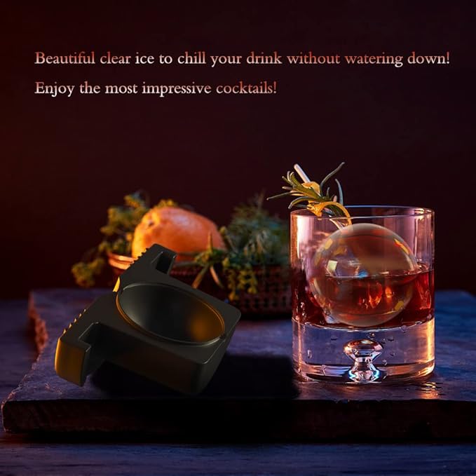 TINANA Clear Ice Ball Maker, 2.5” Clear Ice Cube Tray Make 1 Large Sphere Ice Balls for Whiskey, Cocktails & Bourbon, Gifts for Men