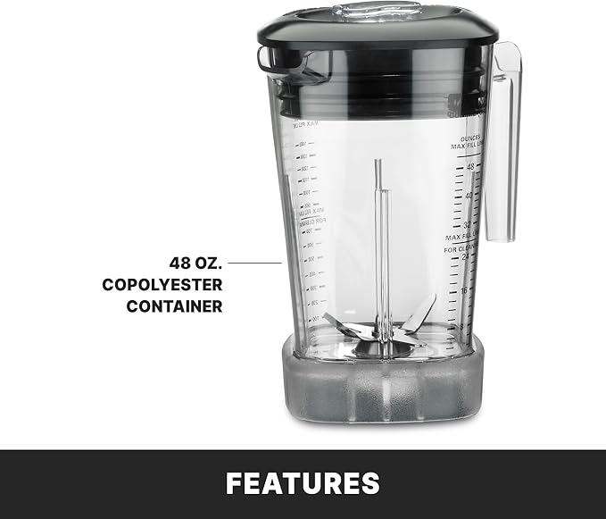Waring Commercial MX1050XTXP 3.5 HP Blender with Electronic Keypad, Pulse Feature and a 48 oz. BPA Free Copolyester Container, 120V, 5-15 Phase Plug,Black