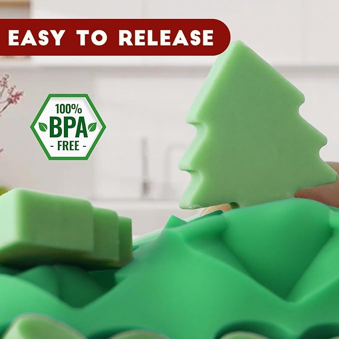 Christmas Mini Candy Molds with Xmas Tree and Gingerbread Man Shaped, 152 Cavity Non-Stick Food Grade DIY Handmade Set for Gummy Jelly Dog Treat Wax Melt Gifts Baking Supplies