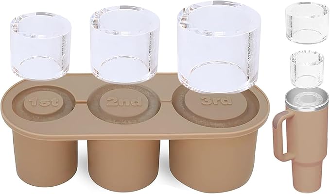 20-40 oz Ice Molds for Stanley Cup - Silicone Ice Cube Tray with Lid and Bin for Chilling Cocktails, Whiskey, Drinks, Coffee - BPA-Free, Easy Fill and Release Ice Maker Tray for Freezer