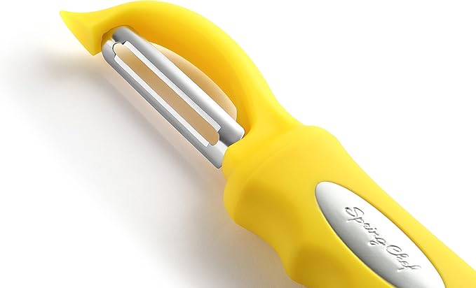 Spring Chef Premium Stainless Steel Yellow Swivel Potato Peelers for Kitchen, Dishwasher Safe Carrot Peeler with Comfortable Handle, Perfect for Vegetable, Fruit, Apple, Cucumber - Set of 2