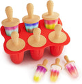 Silicone Popsicle Molds for Toddlers, 6-Cavity x 2oz Food-Grade Ice Pop Mold, Reusable DIY Fresh Fruitsicle Frozen Treats Maker (RED)