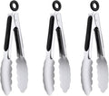 7" Small Kitchen Tongs Set of 3, Stainless Steel Ice Tongs Food Tongs, Mini Serving Tongs for Appetizers, Salad, Buffet (7", 3PCS)