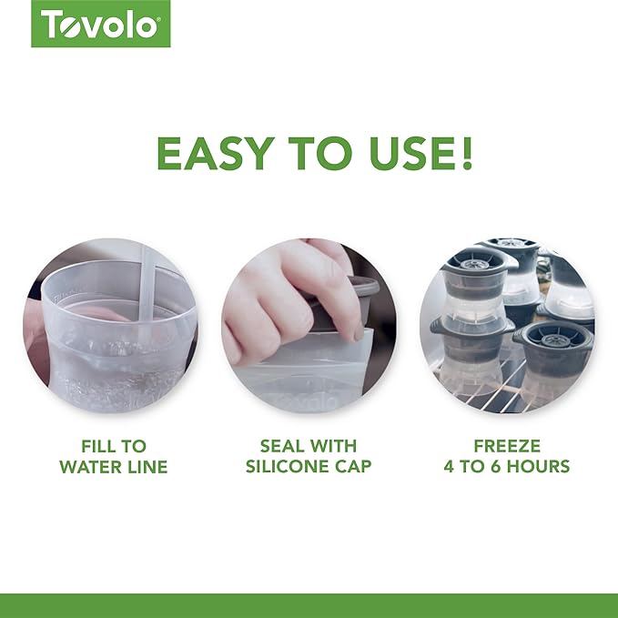 Tovolo Ice Cubes Mold Pack of 2 Large Craft Ice Molds for Whiskey Bourbon Cocktails, Easy Fill No Leak Silicone Ice Molds Gift for Him Stackable Dishwasher Safe BPA Free Heart Ice