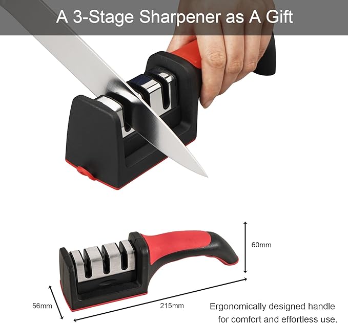 knife set.7piece kitchen knives block set with sharpener.Premium Stainless Steel Cooking Knife Set for Chef,Hardwood Kitchen black Knife Set .Dishwasher Safe Knives Sets for Kitchen.