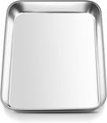 E-far Mini Toaster Oven Tray, 9.4”x7.3” Stainless Steel Baking Cookie Sheet, Small Non-toxic Metal Baking Pan for Cake, Rust Free & Warp Free, Mirror Finish & Dishwasher Safe, 1 Pack