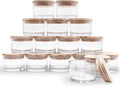 Thick Candle Jars for Making Candles 16 Pcs, 4 OZ Empty Jars with Wood Lids for Candle Making, Sample Container - Dishwasher Safe,Clear