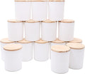 10 OZ Thick Candle Jars for Making Candles 15 Pcs, Empty Jars with Wood Lids for Candle Making, Sample Container, Matte White