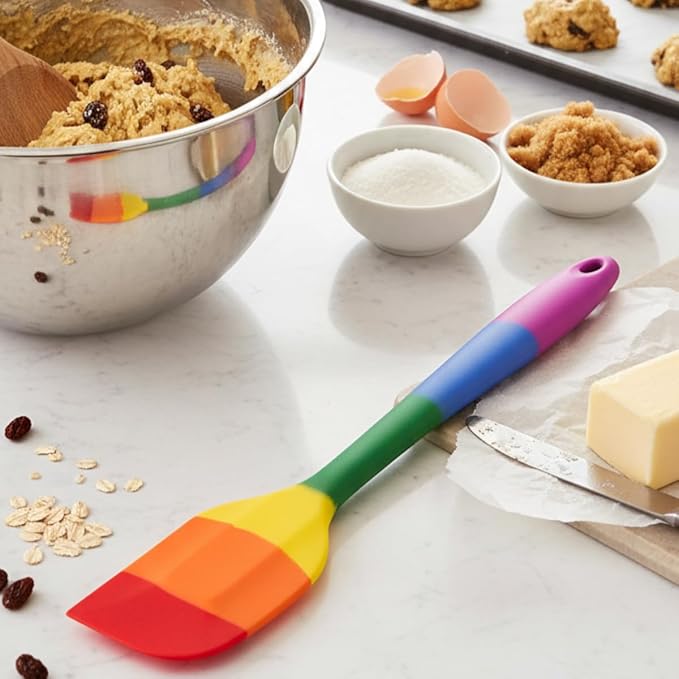 Cooking With Pride Non-Stick Scraper Spatula, Heat-Safe Silicone With Iron Core, 10.75-Inch