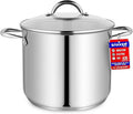 Stainless Steel Stockpot with Tempered Glass Lid 20 Quart, Durable 18/0 Stainless Steel, Impact-Bonded Base for Even Heating, Riveted Handles, Oven & All Stove Compatible, Safe Up To 500°F (260°C)