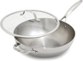 GreenPan Valencia Tri-Ply Stainless Steel 12" Wok Pan with Lid, Induction Ready Skillet, Mirror Finish, Dishwasher Safe & Oven/Broiler Safe to 600F, Compatible with All Cooktops, Silver